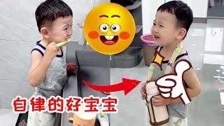 兜兜太自律了！自己起床洗漱太懂事，培养个好习惯的宝宝棒棒的！#funny#baby#cutebaby【HI! 小兜兜】