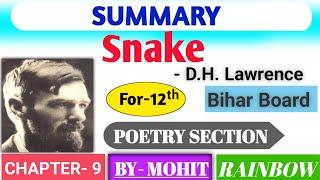 Snake Summary | D.H. Lawrence | Class 12 English Chapter 9 Summary | Bihar Board