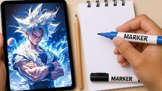 how to draw goku ultra instinct step by step