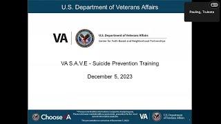 VA S.A.V.E Suicide Prevention Training 12.05.2023