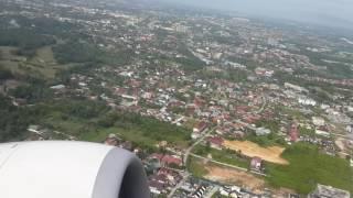 airplane take off - perfect view on window seat from runaway to the clouds