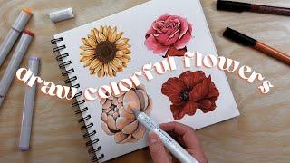 How To Draw a Flower With Markers // Step By Step Tutorial