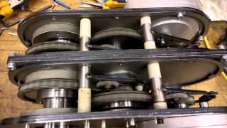 Dual chain driven gearboxes tested on bench