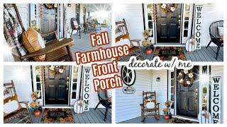 Fall Farmhouse Front Porch Decorate w/ me!