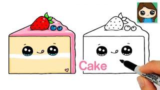 How to Draw a Cake Slice Easy  Cute Food Art