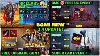 BGMI 3.4 EVENT LEAK   FREE 1000 UC & FREE UPGRADE GUN | NEXT PRIZE PATH | BGMI A9RP BGMI UPDATE 3.4