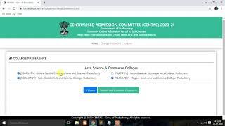 CENTAC  2020 - Course preference filling UG arts and science and professional courses Tamil