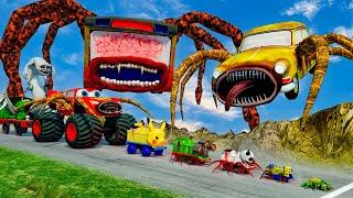 ALL MONSTERS Big & Small Cars Downhill Madness with CAR EATER & BUS EATER | BeamNG.Drive