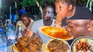 Eating bushmeat at a dangerous hour on the express - street food in owena ijesa