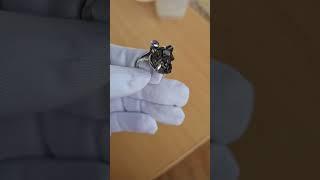 Кольцо из серебра 925 с натуральным гранатом-андрадитом и фианитом