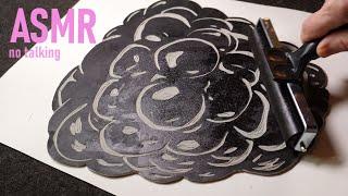 Relaxing lino cut printing ASMR, ink rolling sounds, sticky paint sounds, (no talking)