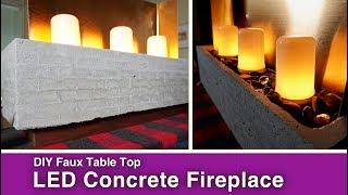 DIY Faux Concrete Tabletop Fireplace