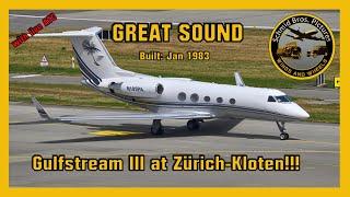 Phoenix Air Gulfstream G-III N195PA at Zürich Airport (beautiful old Sound/with live ATC)