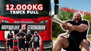 Bodybuilder VS  Strongman. Truckpull/LKW ziehen. Ist er zu schwer?