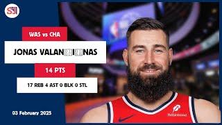 JONAS VALANČIŪNAS 14 PTS vs CHA 03 Feb 24-25 WAS Highlights