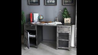 American iron desk creative table file cabinet bookcase industrial computer desk