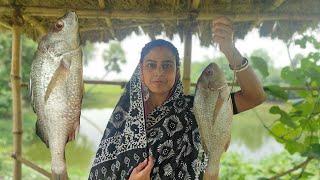 পুকুরের টাটকা ভেটকি মাছ কেটে কাঁচালঙ্কা দিয়ে বানালাম কাঁচালঙ্কা ভেটকি।। Bhetki Fish recipe..