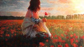 Love in a Field of Poppies - original oil painting by Christopher Clark, fine art