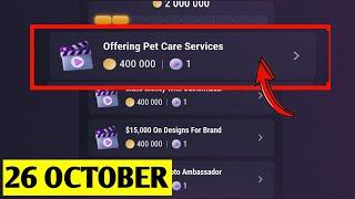 Offering Pet Care Services Tapswap video code | 26 October Tapswap youtube video code