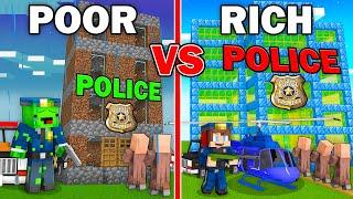 Mikey POOR vs JJ RICH Police Base in Minecraft - Maizen