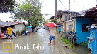 Walking in the Rain, Pusok, Cebu, Philippines【4K】