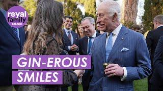 Jolly King Enjoys Drink at Glitzy Reception in Rome