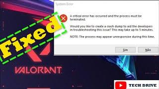 Fix Valorant a critical error has occurred and the process must be terminated System Error (Solved)