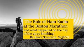 Amateur Radio's Role at The Boston Marathon Bombing- 5/11/2023