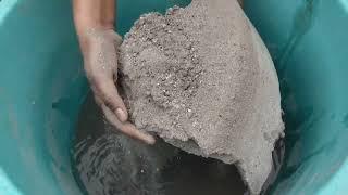 Gritty sand cement crumbling in water  SA ASMR