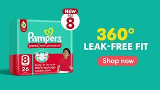 New Pampers Pants Size 8, 360° Leak-Free Fit for the Wildest Moves!