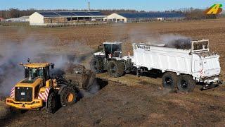 Mist / Kompost streuen Großtraktor Claas Xerion Tebbe Streuer Lohnunternehmen Düngung Landwirtschaft