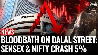 Sensex & Nifty Crash 5% in Biggest Fall in 10 Months | India Stock Market | Indian Stocks