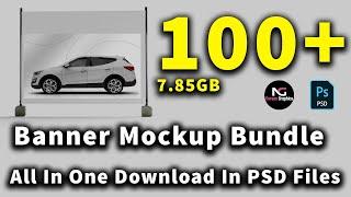 100+Banner Mockup Bundle Download In PSD File |Noreen Graphics|