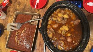 ￼Thursday night dinner with the ￼Trimbles  beef stake and potatoes and corn bread