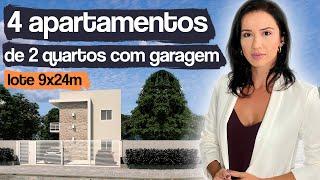 PROJETO 4 APARTAMENTOS DE 2 QUARTOS / PROJETO TERRENO 9X24M