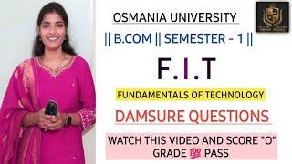 F.I.T || 2024-2025 || B.COM || SEMESTER -1 || O.U || IMPORTANT QUESTIONS PASS || @shivanipallela