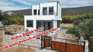 Didim Akbük'te çok geniş bahçeli otoparklı 3+1 villa iskanlı