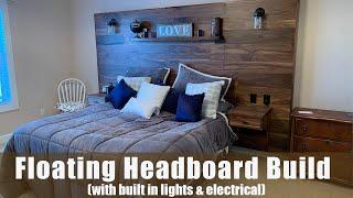 Unique Floating Headboard Build With Built-In Reading Lights And Electrical