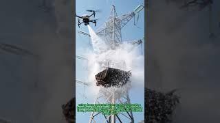 Drone Power Line Rescue: Water Jet Removes 200kg Nest