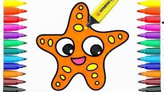 Coloring Pages Stars - Animated Drawing for KIds | Paint colouring Fun4Kid TV