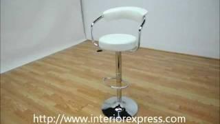 InteriorExpress Aden White Vinyl Chrome Adjustable Swivel Bar Stool