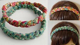 DIY Beautiful Wide Elastic Chunky Braided Headband  | How to Make 3 strand Plait Fabric Hairband