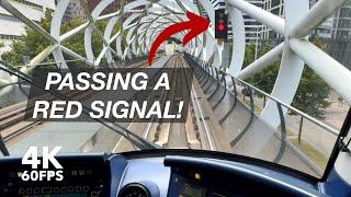 What happens when a tram runs a RED SIGNAL at speed?