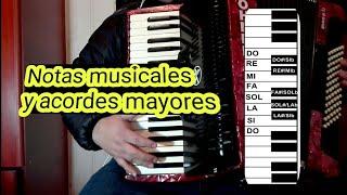 Clases de Acordeón "Notas musicales y acordes mayores" tutorial básico