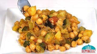 CHICKPEAS WITH VEGETABLES HEALTHY RECIPE. Delicious, easy, healthy dish that is made in a moment