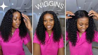 Natural Hairline Ready & Go GLUELESS Curly Wig For Beginners Ft WIGGINS HAIR 18 inches Burmese Curls