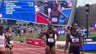 Women’s 400m Hurdles Round 1 Heat 2, 2024 U.S. Olympic Trials, Jasmine Jones, Sydni Townsend