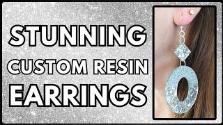 #50 Stunning resin earrings tutorial - custom order - big, bold, silver and sparkly!