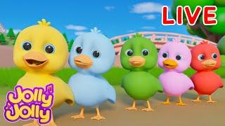 LIVERescue Five Little Ducks - Best Duck Song | Jolly Jolly & Animals - Nursery Rhymes