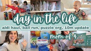 MOM OF 4 DITL - ALDI HAUL, CONNETIX BALL RUN, LIFE UPDATES, PUZZLE & GAME ORGANIZATION, 10M UPDATE